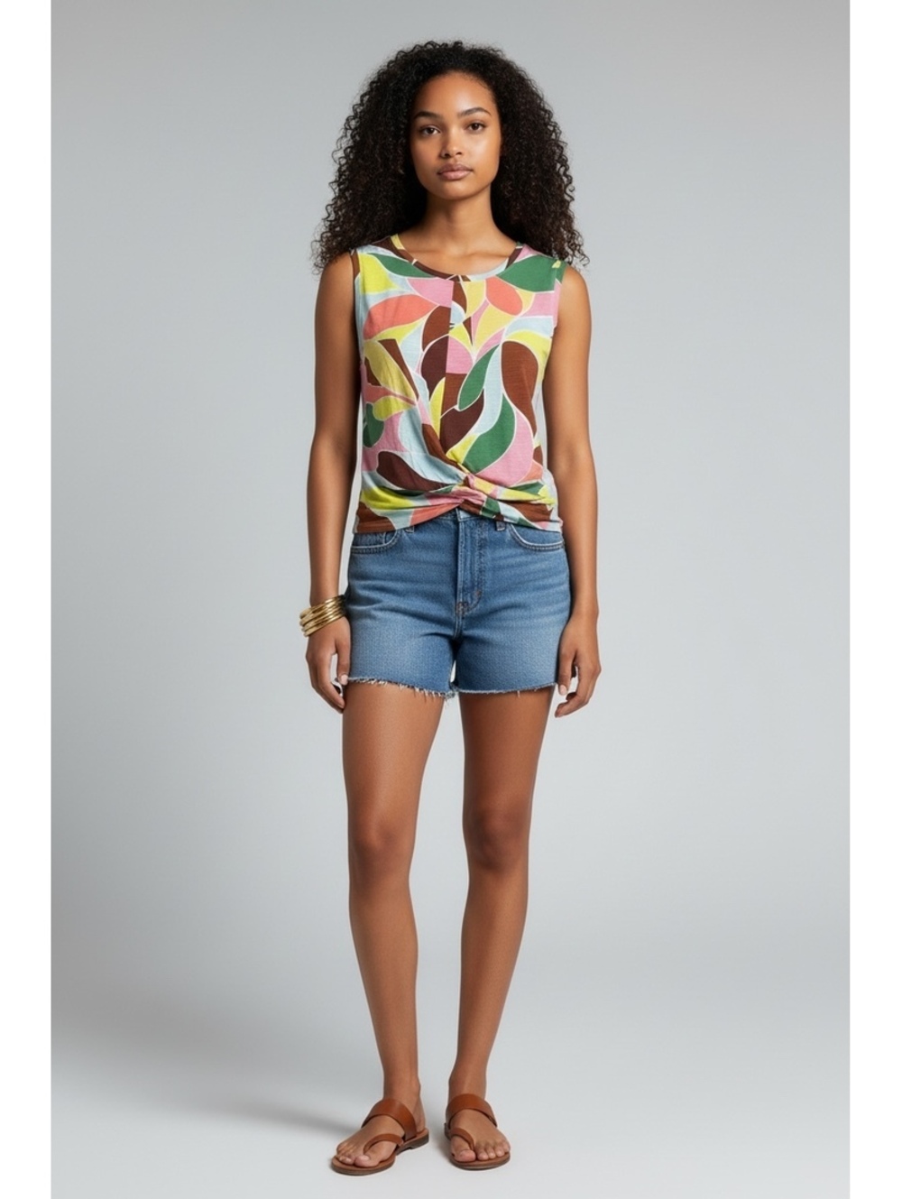 Sanctuary Abstract Organic Print Twist-Front Tank Top - Medium- FLAW - Picture 1 of 7